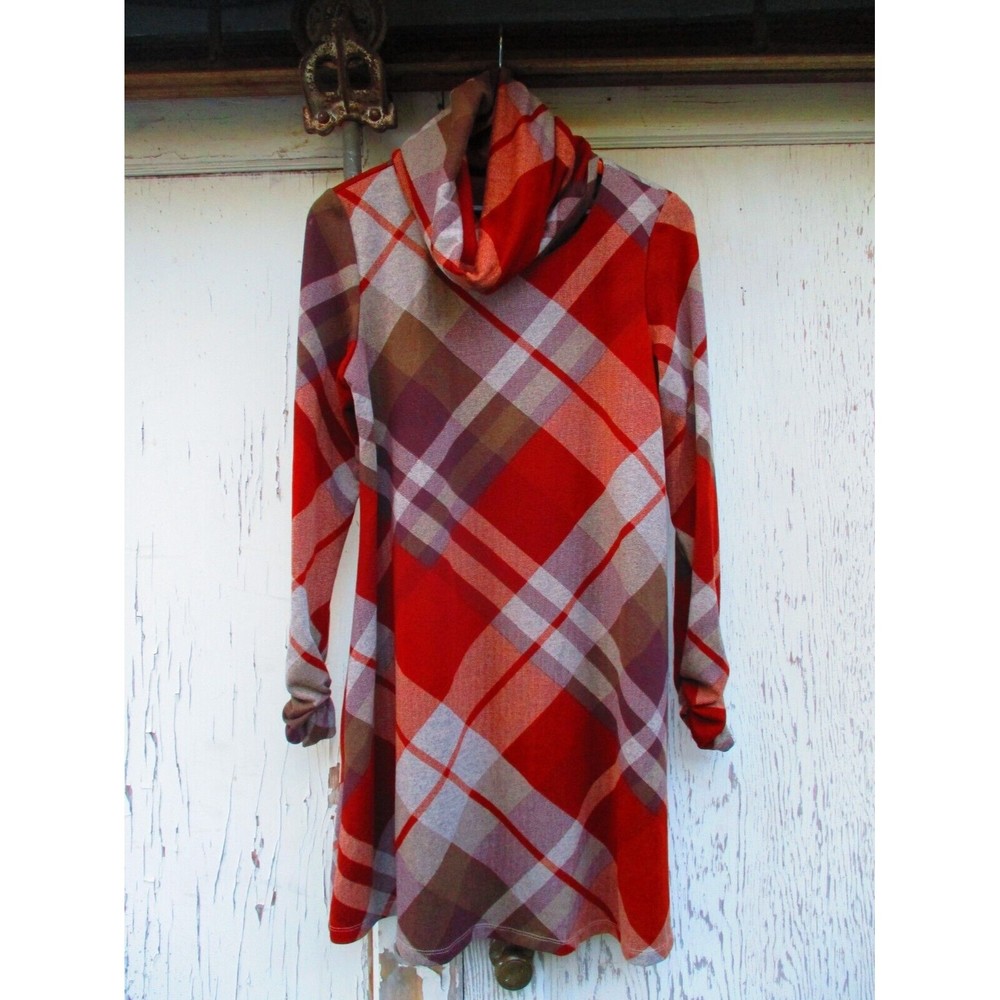 R & K Originals Shift Dress Women's Size 10 Short Sleeve Plaid with Neck Scarf - Picture 9 of 15